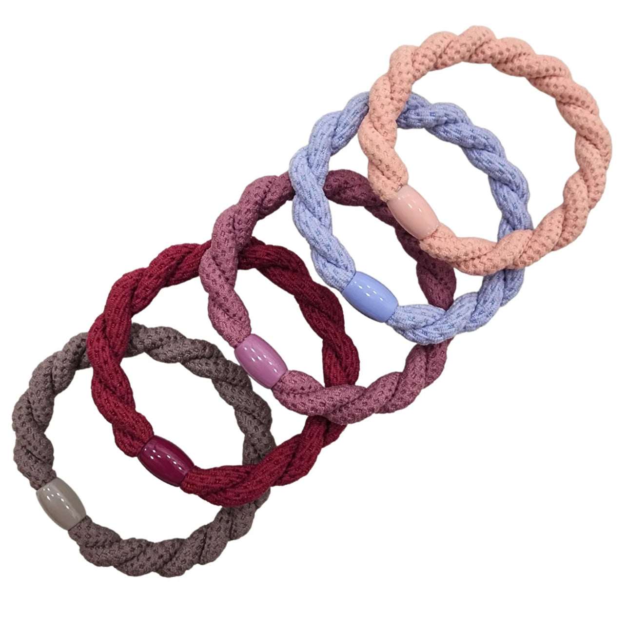 Pink Pewter Plait Hair Ties 5 Piece Set - Wild Berry Scone Phoenix Nationale