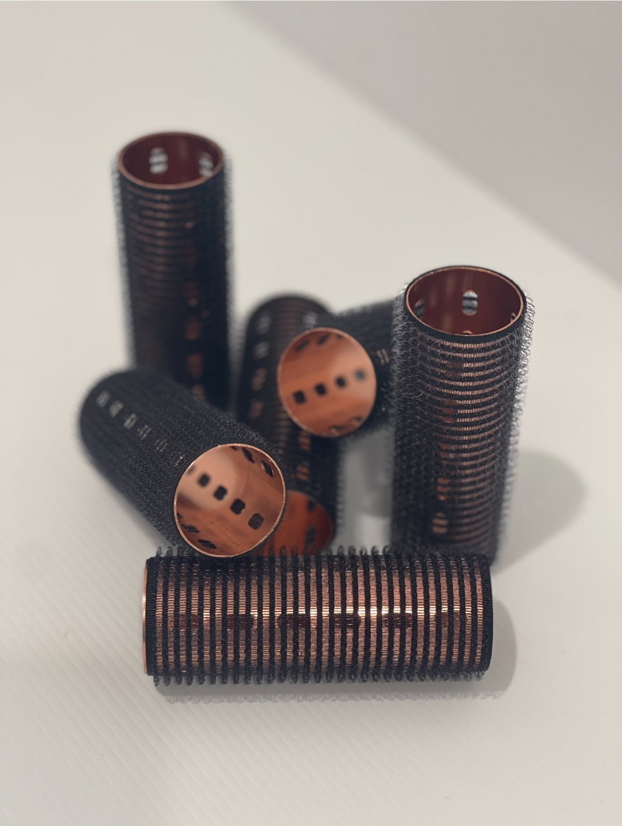 PN Velcro Thermal Rollers - Black Rose Gold Small Set x 6 Phoenix Nationale