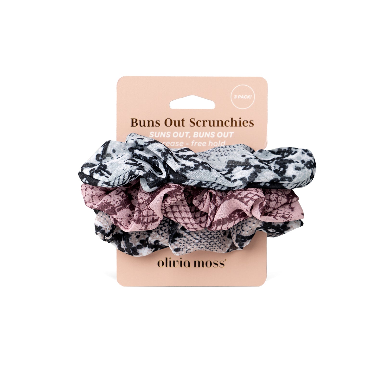 Olivia Moss® Buns Out Scrunchies 3 pack - Snake Skin