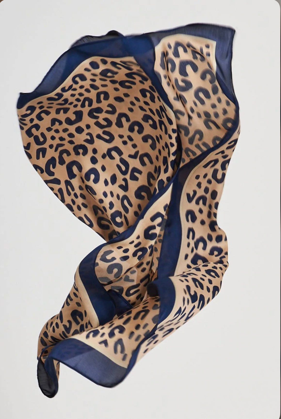 Get Wild Navy Blue Leopard Print Satin Scarf
